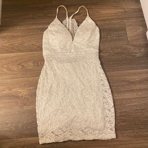 White sparkly thigh length dress